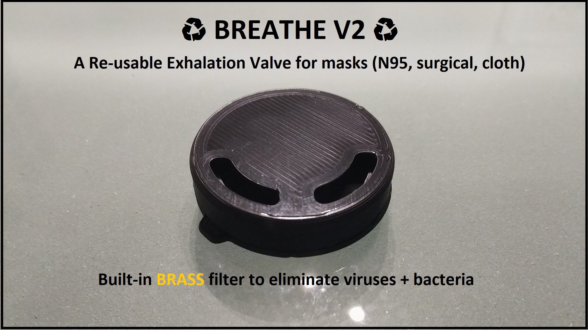 ♻ BREATHE V2 ♻ N95 Exhalation Valve with BRASS Filter - Northern